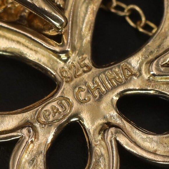 GENUINE DIAMOND Pendant Necklace  Sterling  Silver 925 w 14K Gold Plating by PAJ - Picture 5 of 9